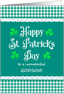For Godson St Patrick’s Day with Shamrocks and Green Checks card