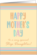 For Stepdaughter Mothers Day with Stripes and Coloured Lettering card