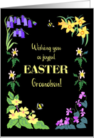 For Grandson Easter Wishes With Spring Flowers and Bees on Black card