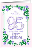 Custom Name 95th Birthday With Pretty Periwinkle Border card