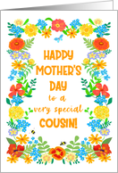 For Cousin on Mothers Day with Pretty Floral Border card