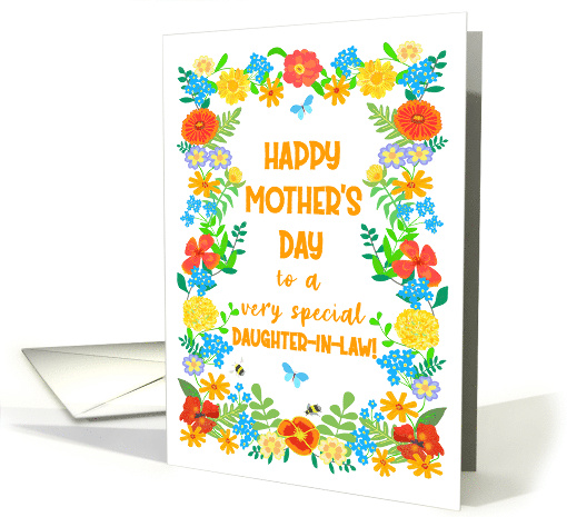 For Daughter in Law on Mothers Day with Pretty Floral Border card