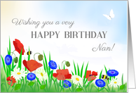 For Nan’s Birthday With Poppies Daisies and Cornflowers card