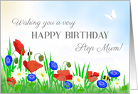 For Step Mum’s Birthday With Poppies Daisies and Cornflowers card