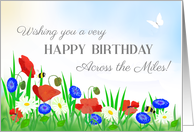 Birthday Across the Miles With Poppies Daisies and Cornflowers card
