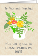 For Nan and Grandad on Grandparents Day with a Jug of Summer Flowers card