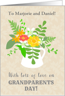 Custom Name Grandparents Day with a Jug of Summer Flowers card