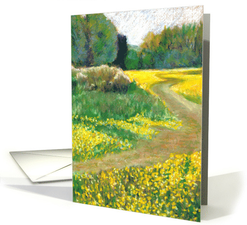 Greetings with Painting of Fields of Buttercups card (536927)