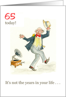 65th Birthday with Man Dancing to Old-fashioned Gramophone card