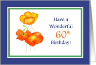 60th Birthday Greetings with Icelandic Poppies Blank inside card
