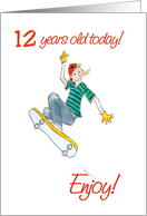 12th Birthday for Teens and Tweens with Boy Skateboarding card