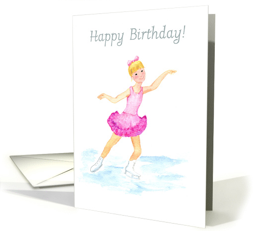 Birthday Greetings with Young Girl Ice Skating card (617511)