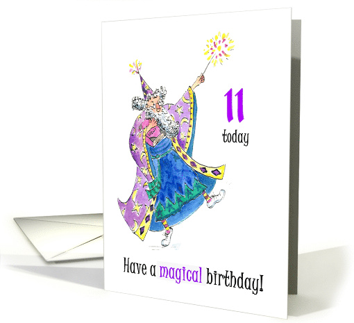 11th Birthday with Wizard Casting Spells card (629066)