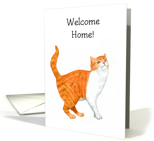 Welcome Home with Ginger and White Cat card (636838)