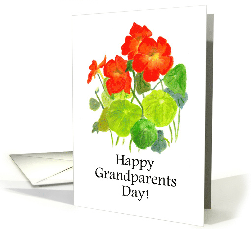 Grandparents Day Scarlet Watercolour Nasturtiums card (673280)