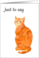 Just to Say with Cute Red Tabby Cat Blank Inside card
