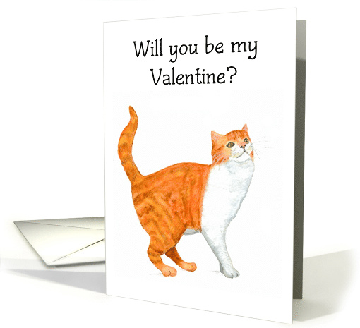 Valentine's with Ginger and White Cat Blank Inside card (747834)