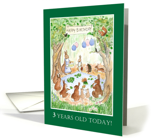 Custom Age Birthday with Woodland Creatures Tea Party card (754632)