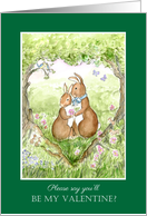 Valentine’s with Romantic Rabbits in Woodland Blank Inside card