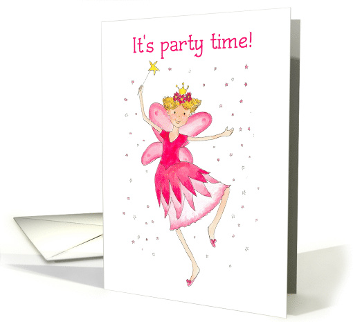 Child's Party Invitation with Pink Fairy Blank Inside card (775219)