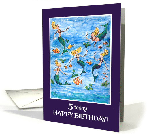 5th Birthday with Mermaids and Fishes card (777504)