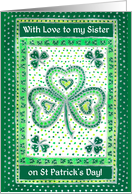 For Sister on St Patrick’s Day Greetings with Shamrocks card