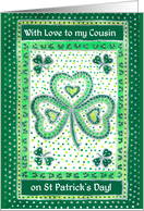 For Cousin St Patrick’s Day Greetings with Shamrocks card