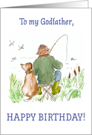 For Godfather’s Birthday with Man Fishing with Dog card