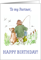 For Partner’s Birthday with Man Fishing with Dog card