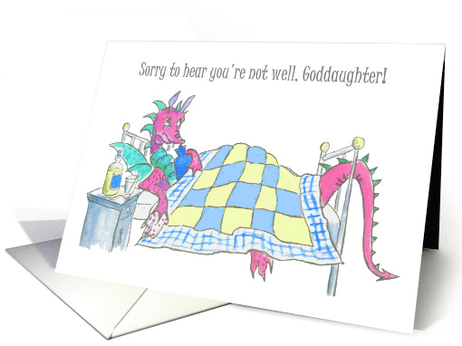 For Goddaughter Get Well with Fun Purple Dragon Feeling Poorly card