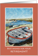 Retirement Wishes with Rowing Boat on Sandbank Norfolk Coast card