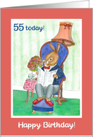 55th Birthday Wishes with Cute Rabbit card