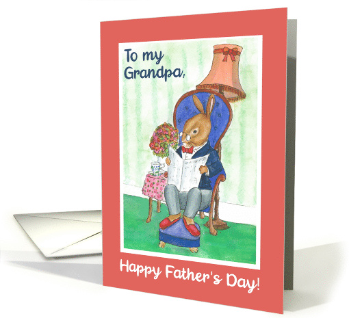 For Grandpa Father's Day Cute Rabbit Reading Newspaper card (794877)