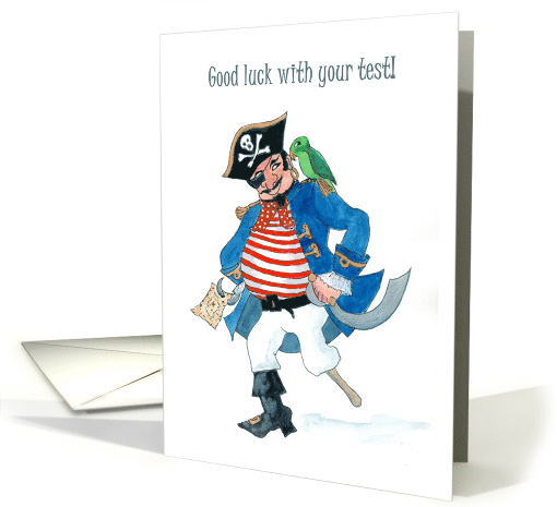 Good Luck with Test with Fun Pirate and Parrot card (794908)