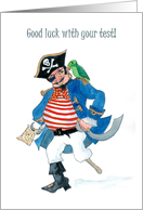 Good Luck with Test with Fun Pirate and Parrot card