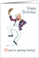 85th Birthday with Man in Blazer and Boater Hat Dancing card