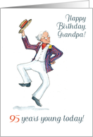 Grandpa’s 95th Birthday with Man in Blazer and Boater Hat Dancing card