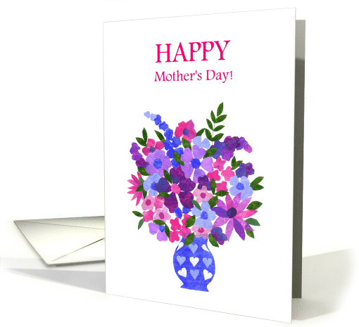 Mother's Day Greeting with Bouquet of Pink and Blue Flowers card