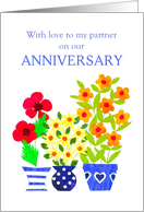 Partner’s Anniversary with Bright Flowers Blank Inside card