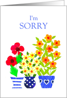 Apology Message with Bright Flowers Blank Inside card