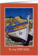 For Step Dad Birthday Greetings with Algarve Fishing Boat card