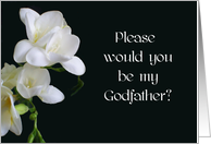 Godfather Christening Invitation - White Freesias card