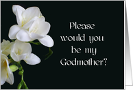 Godmother Christening Invitation - White Freesias card