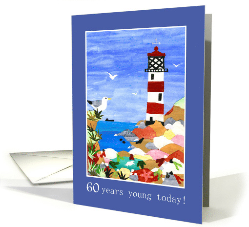60th Birthday Greetings with Lighthouse card (835613)