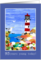 95th Birthday Greetings with Lighthouse card