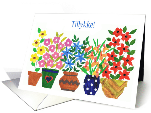 Congratulations in Danish with Flowers Blank Inside card (843446)