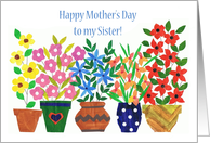 For Sister Mothers Day Greeting with Colourful Flowers card