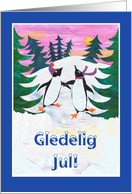 Skating Penguins Christmas Card - Norwegian Greeting card