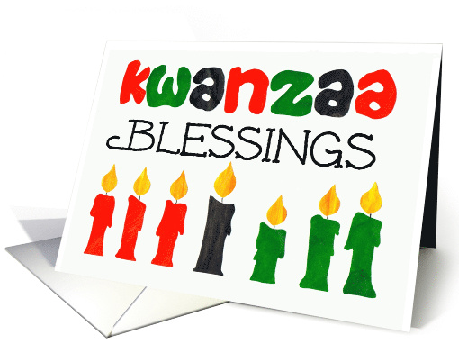 Kwanzaa Blessings with Red Green and Black Candles card (853420)
