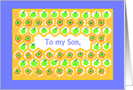 Son’s Rosh Hashanah Greetings Honeycomb Apples Persimmon card